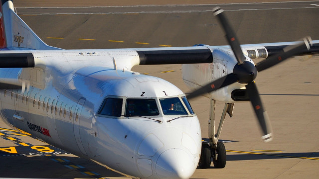 White airplane runway propeller precisionism free wallpaper - medium preview image