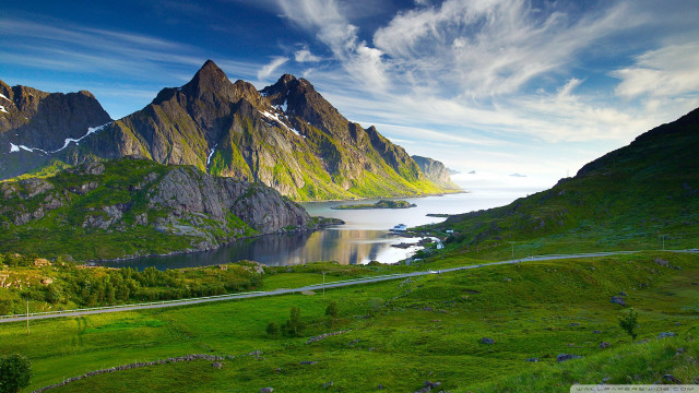 Scenic mountain range winding road free wallpaper - medium preview image