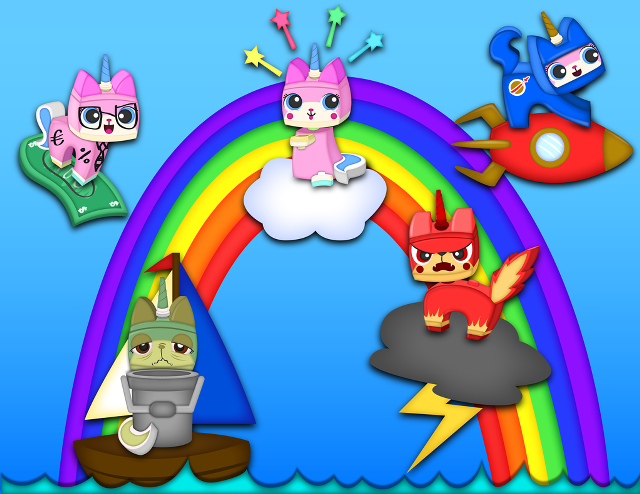 Rainbow cartoon animals rocket ship #2 free wallpaper - medium preview image