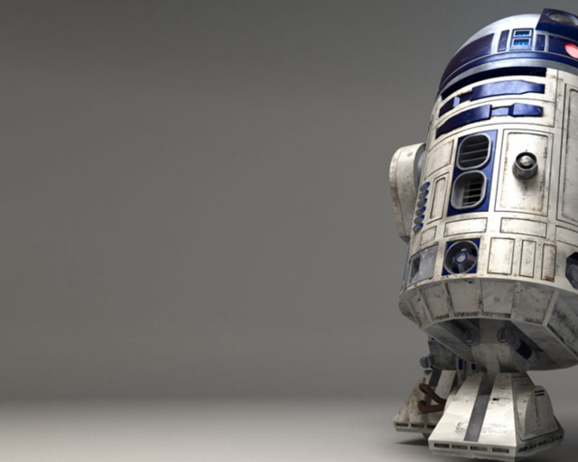 Robot standing table gray background #2 free wallpaper - medium preview image