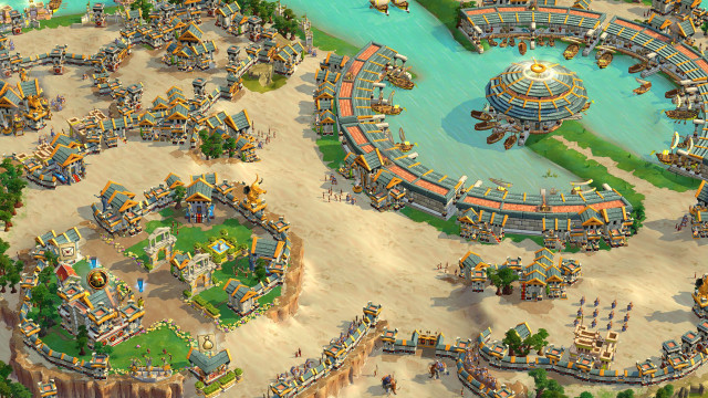 City fountain park computer generated free wallpaper - medium preview image