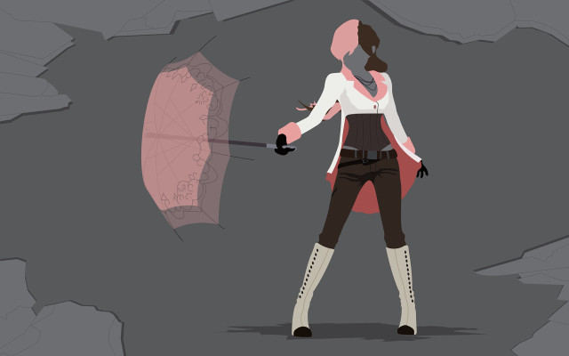 Woman umbrella rock wall pink free wallpaper - medium preview image