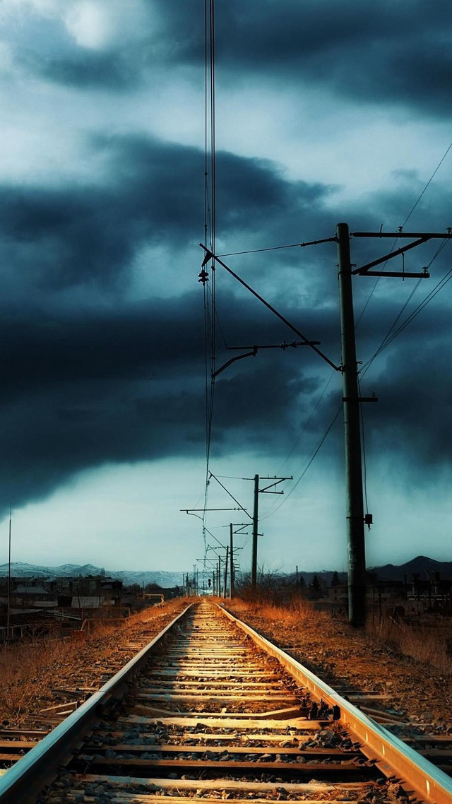 Train track sky telephone pole free wallpaper - medium preview image