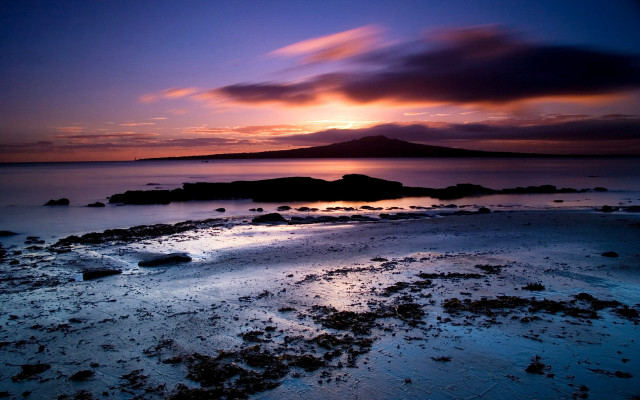 Sunset rocky beach small island free wallpaper - medium preview image