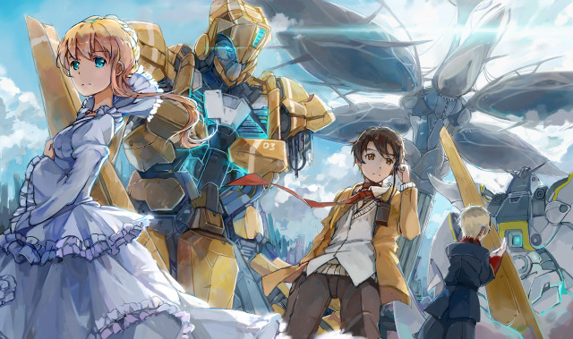 Group people giant robot statue free wallpaper - medium preview image