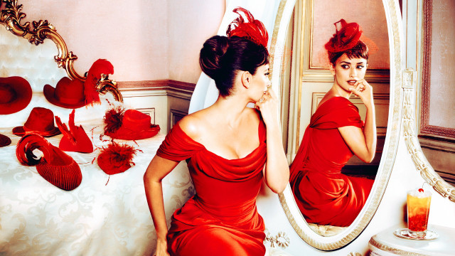 Woman red dress mirror red free wallpaper - medium preview image