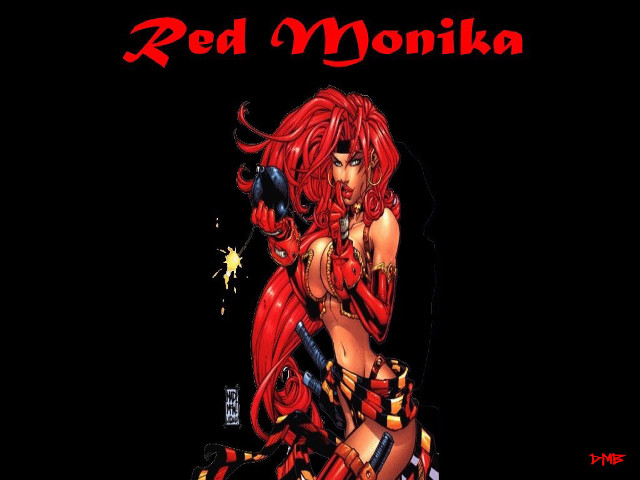 Red woman gun black background free wallpaper - medium preview image