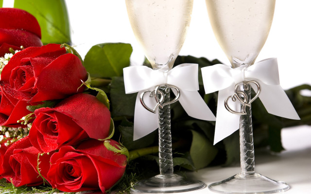 Champagne flutes roses background roses free wallpaper - medium preview image