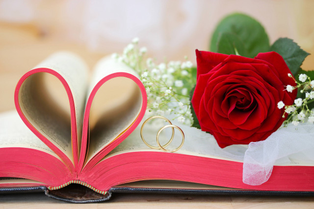 Romantic book heart rose ribbon free wallpaper - medium preview image