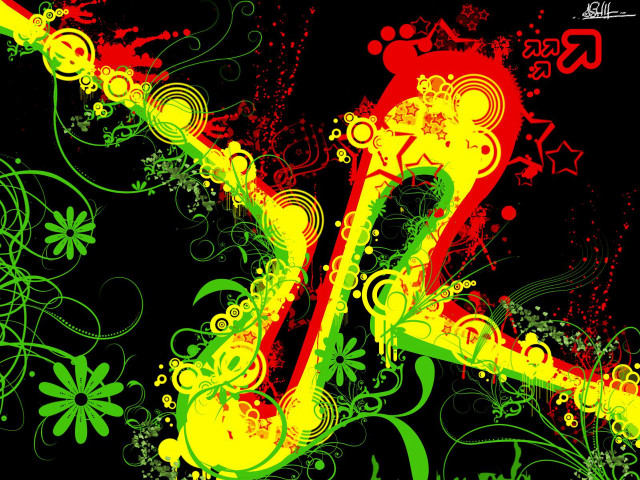 Colorful letter k floral design free wallpaper - medium preview image