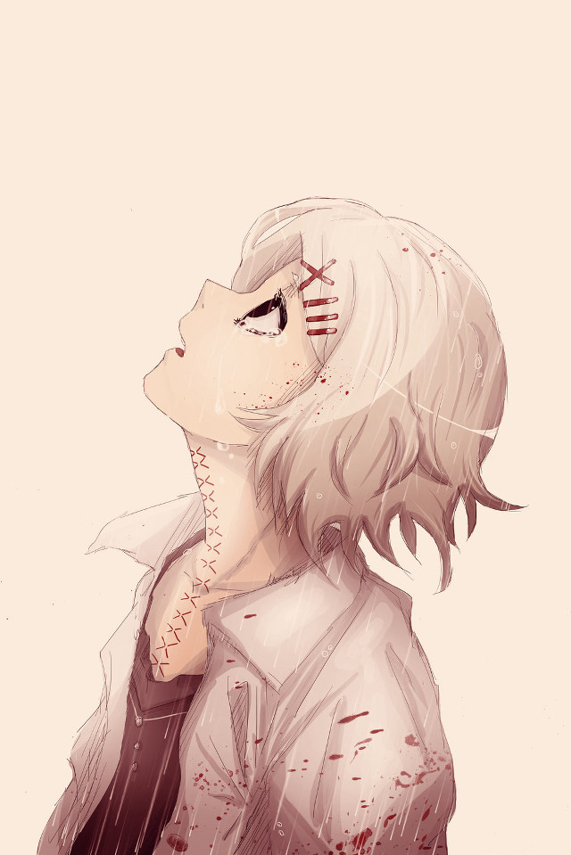Bloody face knife drawing person free wallpaper - medium preview image