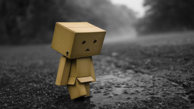 Cardboard figure rain sad face #2 free wallpaper - medium preview image