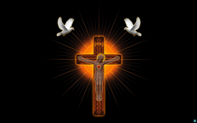 Cross white birds flying black #2 free wallpaper - medium preview image