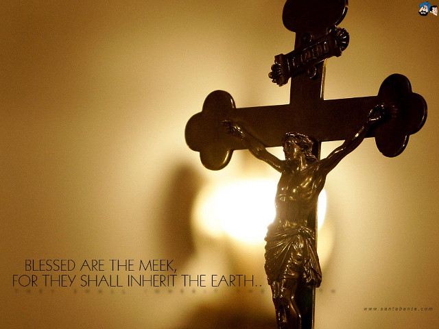 Statue person holding cross quote free wallpaper - medium preview image