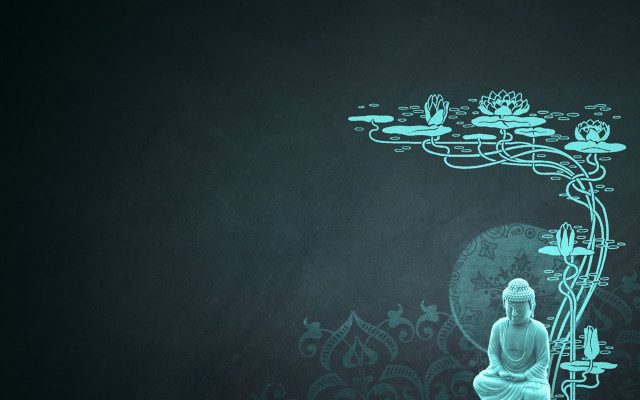 Buddha statue pond water lilies #2 free wallpaper - medium preview image