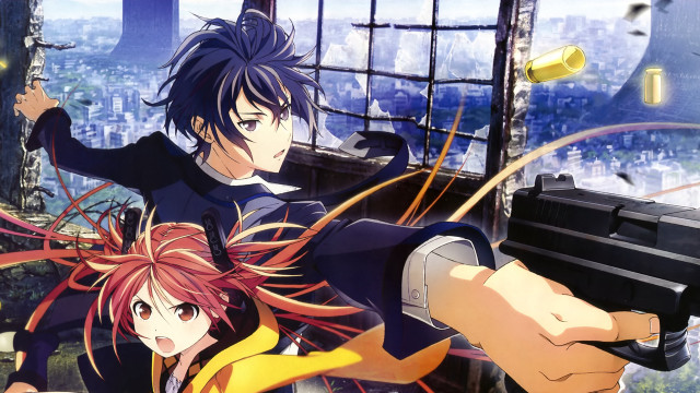 Man woman gun window city free wallpaper - medium preview image