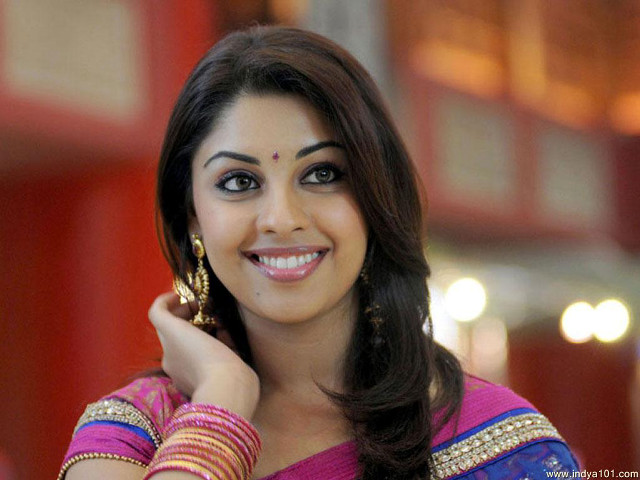 Woman pink sari smiling camera free wallpaper - medium preview image