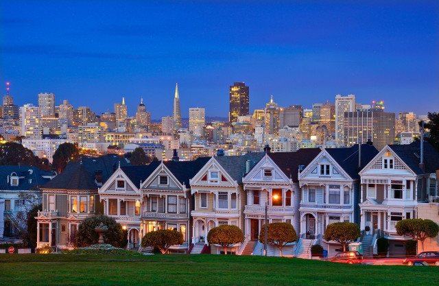 Houses city skyline nighttime view free wallpaper - medium preview image