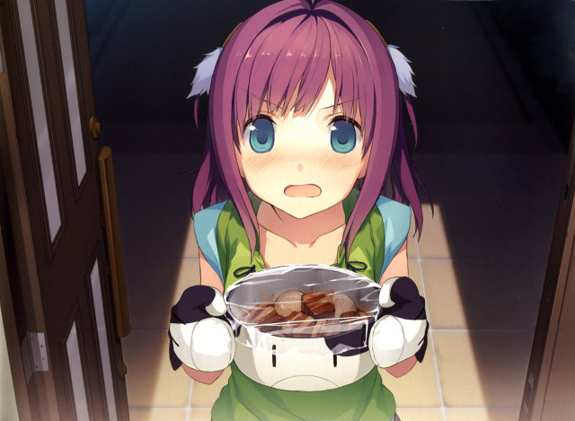 Girl purple hair bowl food free wallpaper - medium preview image
