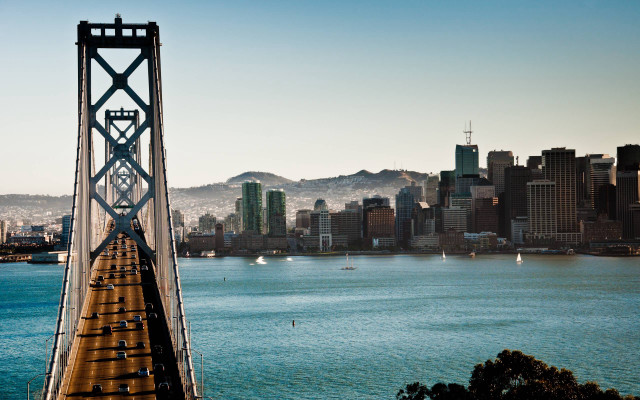Bridge water city background clock free wallpaper - medium preview image