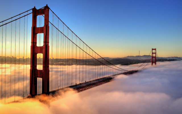 Golden gate bridge clouds sunset free wallpaper - medium preview image