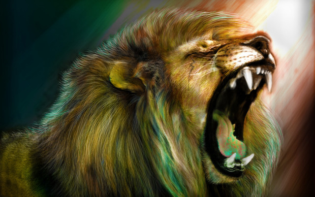 Lion mouth open teeth wide #2 free wallpaper - medium preview image