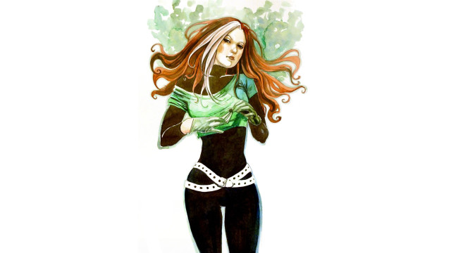 Woman long hair green shirt free wallpaper - medium preview image