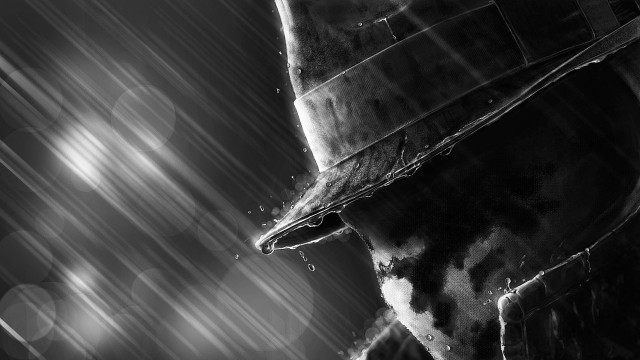 Man hat suit rain digital free wallpaper - medium preview image