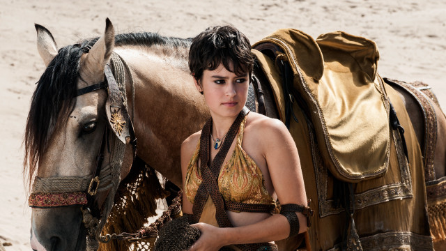 Woman bikini horse beach saddle free wallpaper - medium preview image