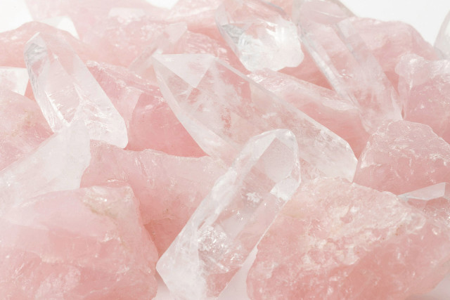 Pink crystals white surface background free wallpaper - medium preview image