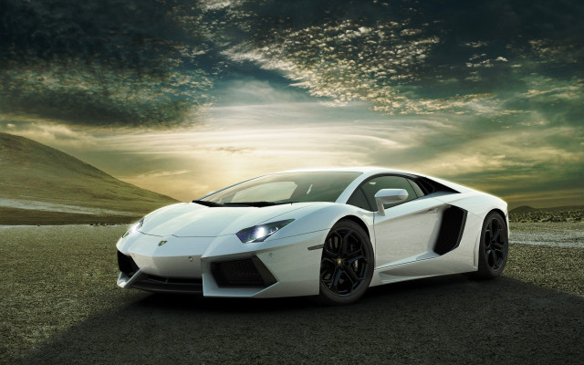 White sports car cloudy sky #7 free wallpaper for desktop - medium preview image