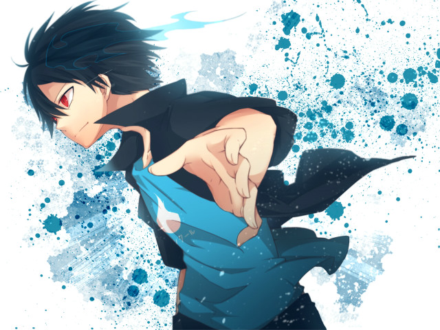 Black hair blue dress anime free wallpaper - medium preview image