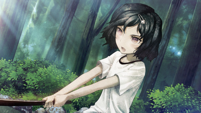 Girl sword forest trees rocks free wallpaper - medium preview image