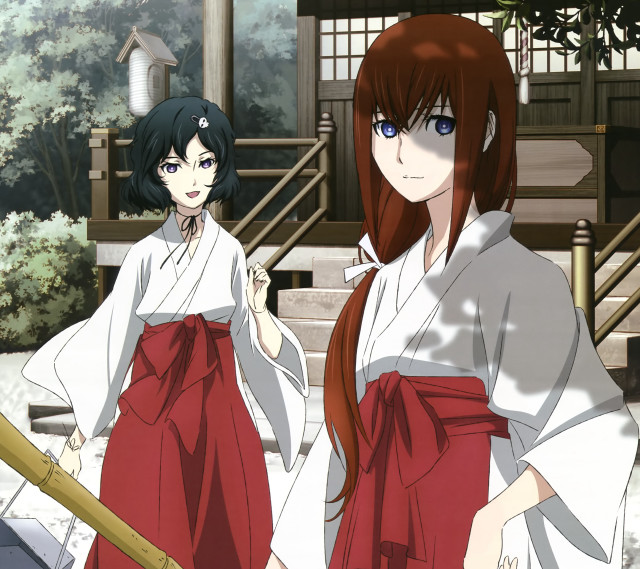 Anime girls kimonos building wooden free wallpaper - medium preview image