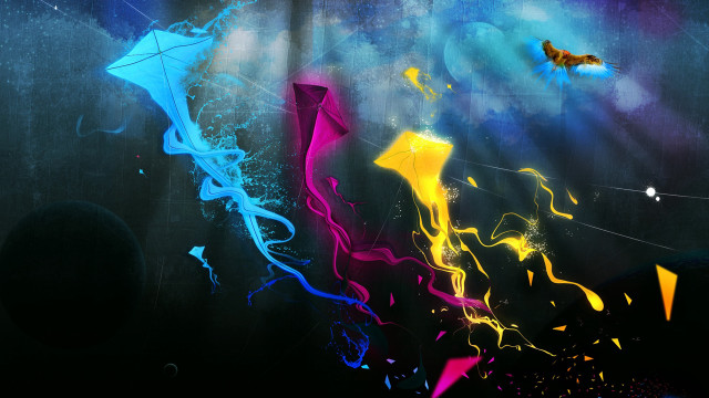 Kites flying dark sky clouds #2 free wallpaper - medium preview image