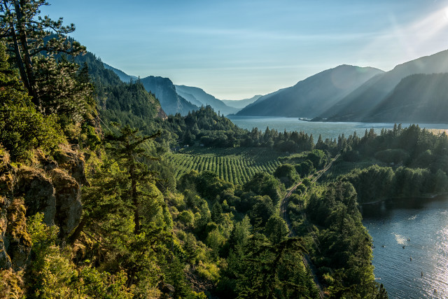 Scenic lake mountains trees sunshine #2 free wallpaper - medium preview image