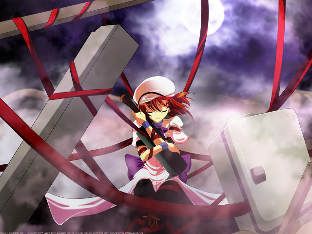Anime girl gun purple background free wallpaper - medium preview image