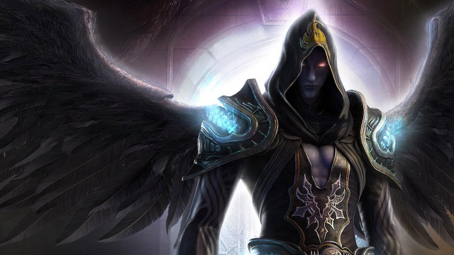 Woman wings hood sword fantasy free wallpaper - medium preview image
