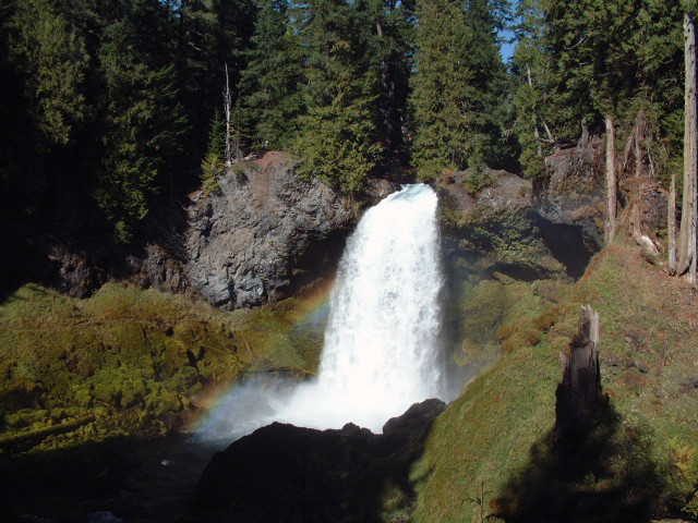 Waterfall rainbow trees nature impressionist #2 free wallpaper - medium preview image