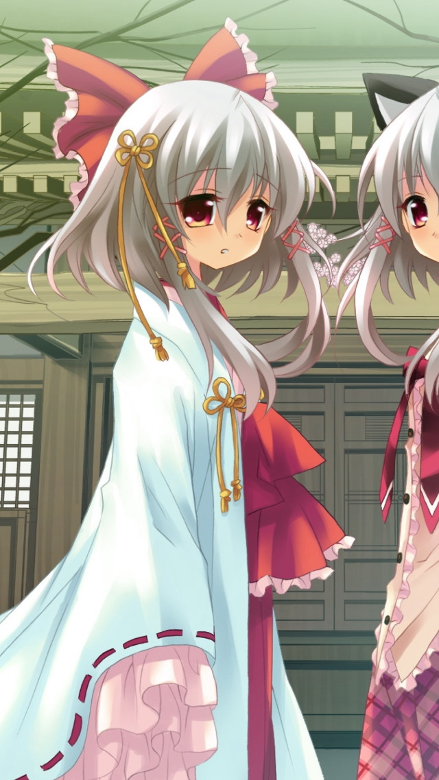 Anime girls cat hair ribbon free wallpaper - medium preview image