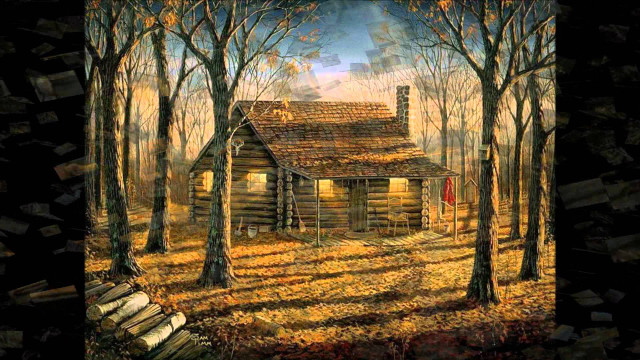 Log cabin woods red flag free wallpaper - medium preview image