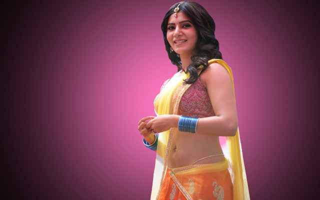 Woman yellow orange sari shawl free wallpaper - medium preview image