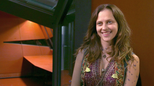 Woman smiling television screen camera free wallpaper - medium preview image