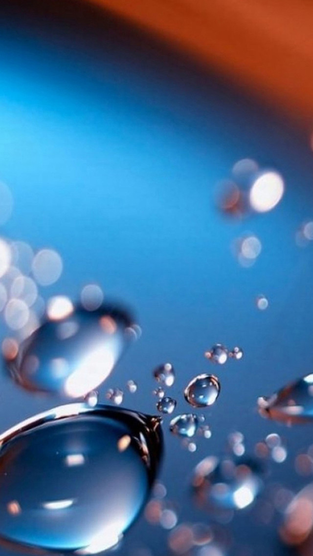 Water droplets blue surface bokeh #2 free wallpaper - medium preview image