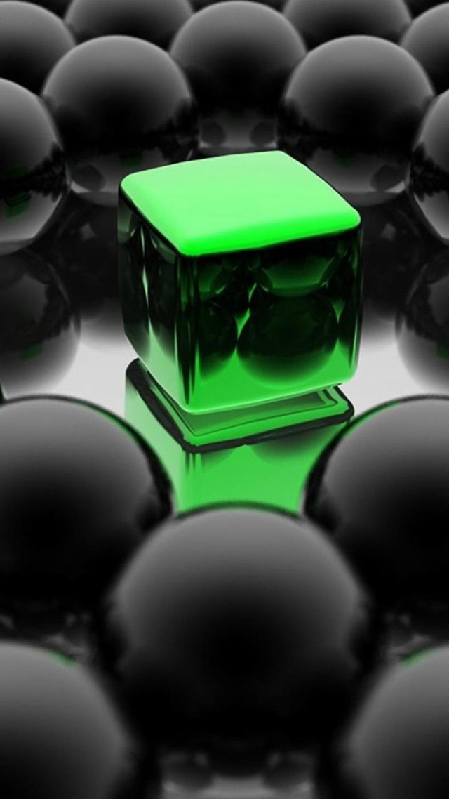 Green cube in black ball free wallpaper - medium preview image