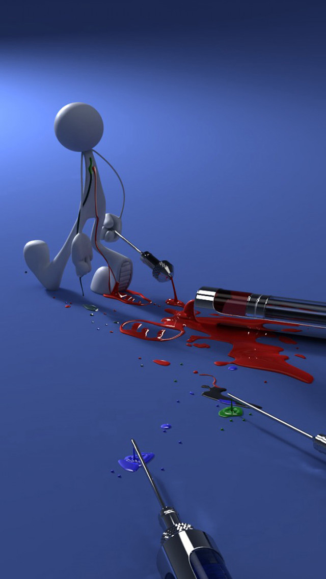Person painting red object blue free wallpaper - medium preview image