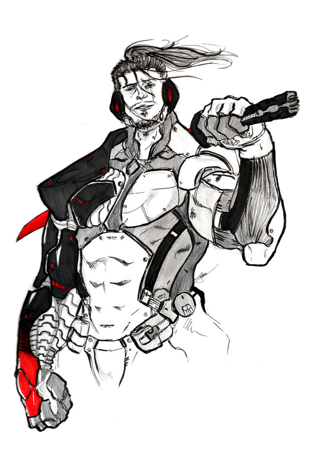 Man suit gun cigarette drawing free wallpaper - medium preview image