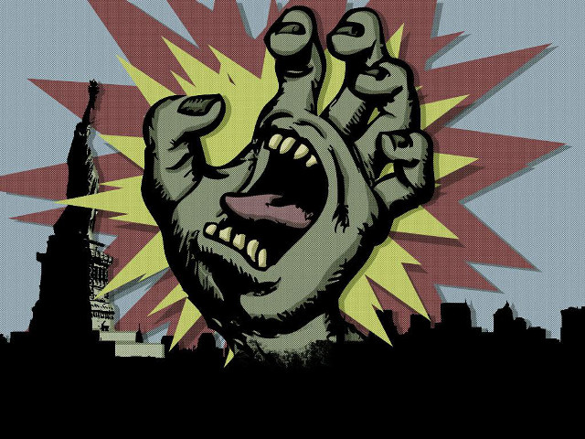 Hand screaming face city background free wallpaper - medium preview image