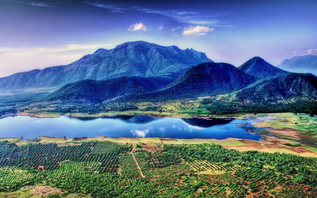 Scenic mountain range lake forest free wallpaper - medium preview image