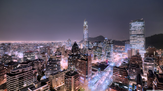 Cityscape night tall buildings lights free wallpaper - medium preview image